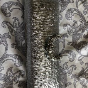 Silver glitter cute hardside dress clutch